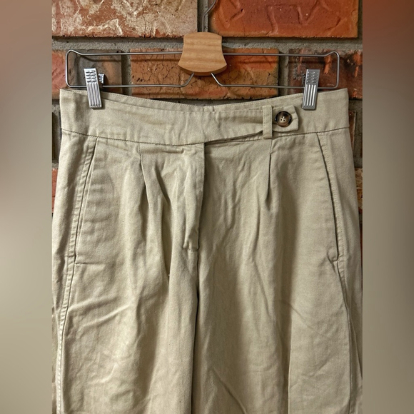 Humility High Rise Wide Leg Pleated Front Khaki Trousers - Picture 3 of 9